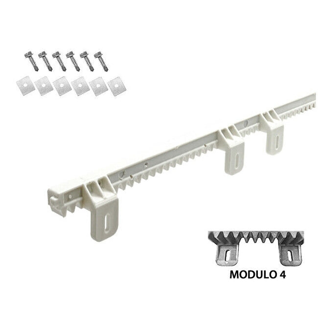 CREMAGLIERA BIANCA IN NYLON MODULO 4 PER CANCELLI SCORREVOLI MOTORE AUTOMAZIONE