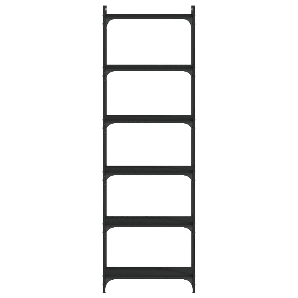Libreria a 6 Ripiani Nera 60x30x188 cm in Legno Multistrato 837662