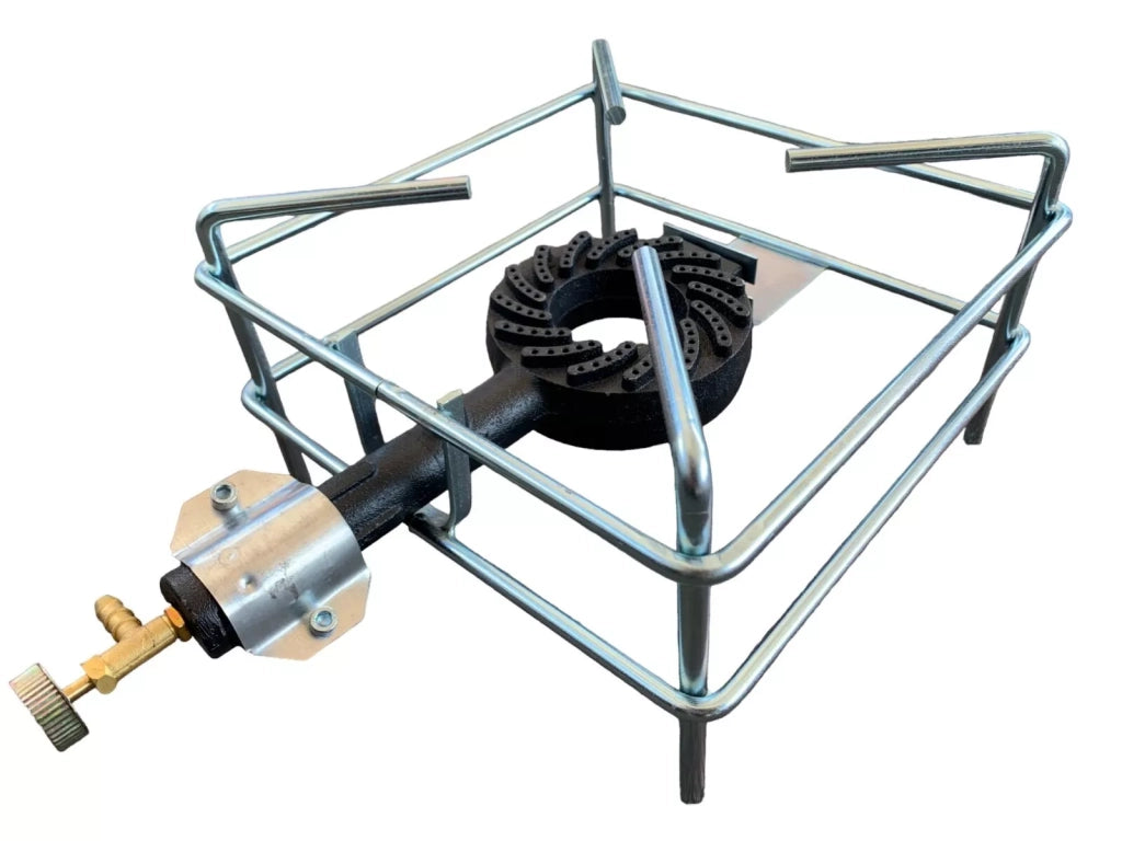 Fornellone a Gas GPL in Acciaio Cromato per Cucina, Campeggio, Giardino e Barbecue, Regolabile 30x30 cm