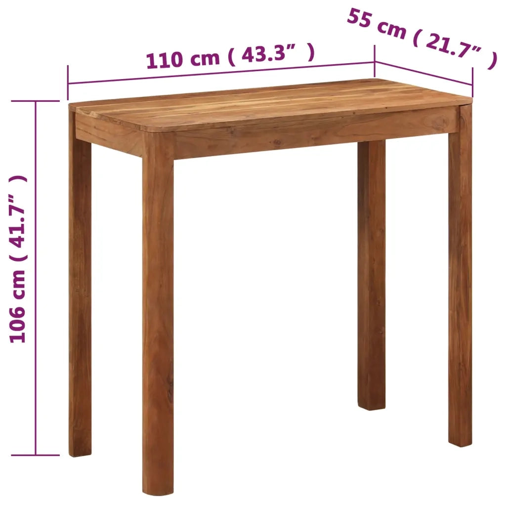 Tavolo da Bar in Legno Acacia Finitura Sheesham 110x55x106 cm cod mxl 21483