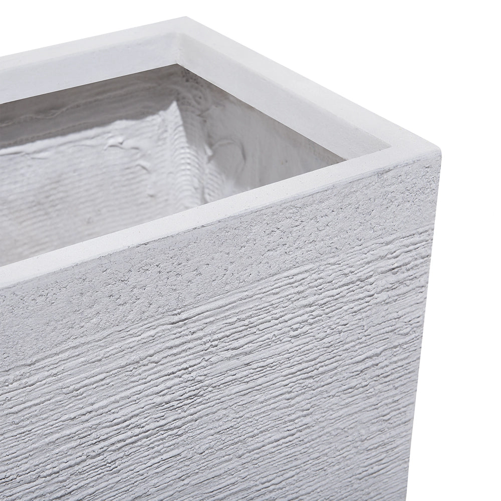 Vaso per piante in fibra di argilla bianca 60 x 29 x 30 cm Fioriera rettangolare per interni ed esterni