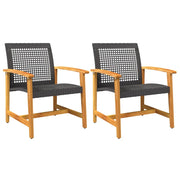 Sedie da Giardino 2 pz | Sedie da Esterno Nere in Polyrattan e Legno di Acacia