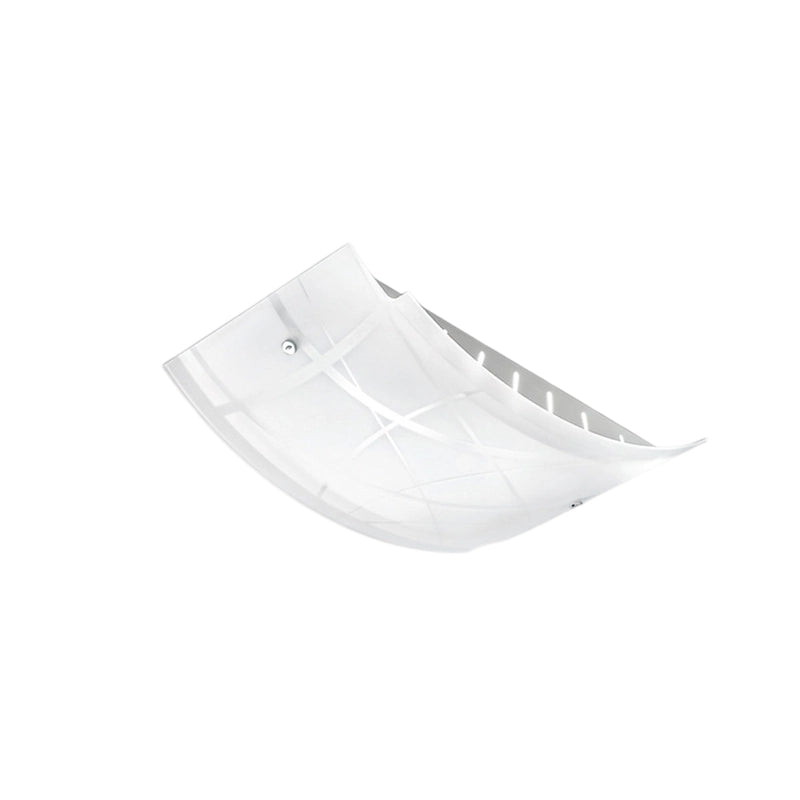 Plafoniera Nereide media 45x31cm in vetro satinato serigrafato bianco 2XE27, base cromata, design moderno, IP20, max 2x52W