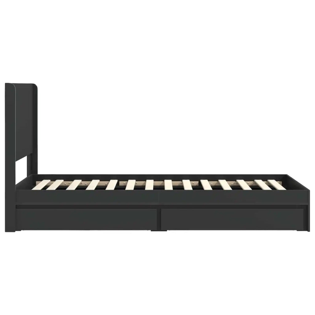 Struttura del letto con stoccaggio e testata Nero 90 x 190 cm