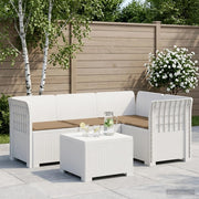 Divano da giardino 4 posti con cuscini aspetto rattan PP Bianco 3444008