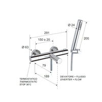 Rubinetto termostatico esterno vasca con kit doccia - serie elegance