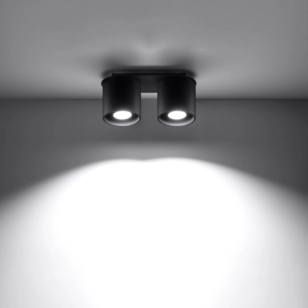 Lampada da parete e soffitto moderna ORBIS Deep Space in alluminio nero cilindrico 2x10W LED