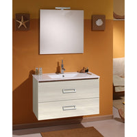 Mobile bagno sospeso 90 cm bianco matrix serie fantasy con lavabo e specchio