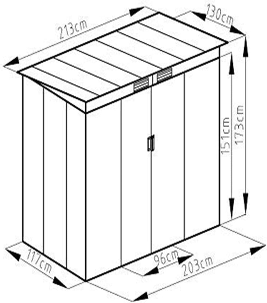 Casetta da Esterno per Attrezzi in Acciaio 2,8㎡, con Base, Porte Scorrevoli, Maniglie e Sfoghi, Capanno da Esterno per Giardino, Cortile e Fattoria, 213 x 173 x 130 cm