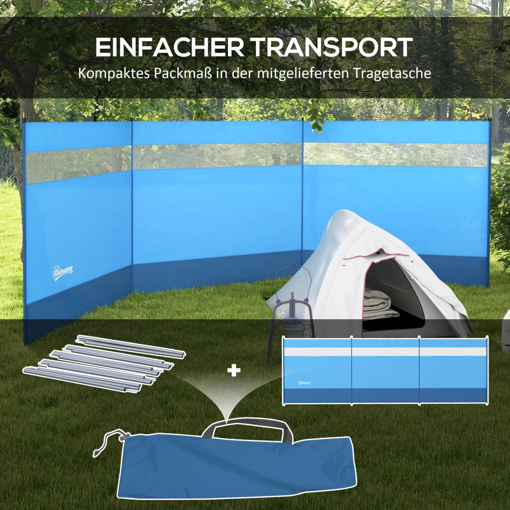 Paravento da giardino con finestra e borsa ¨C zephmum ¨C blu, acciaio, 440x140cm