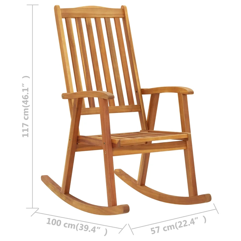 Sedia a Dondolo con Cuscini in Legno Massello di Acacia cod mxl 75019