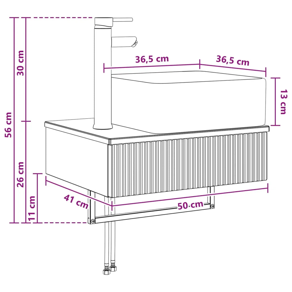 Lavabo da Parete Grigio Cemento 50 x 41 x 39 cm CFW2502820