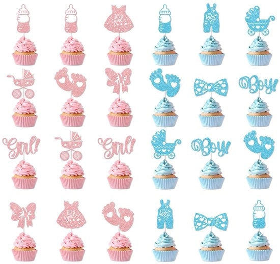 Decorazioni per torte di festa - Reveal del sesso - Decorazioni per torte rosa e blu - Festa del bambino - Compleanno - Nascita