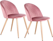 Set di sedie da pranzo per 2 | Rosa | Velluto | Velluto | Gambe in legno | Sedia da pranzo design