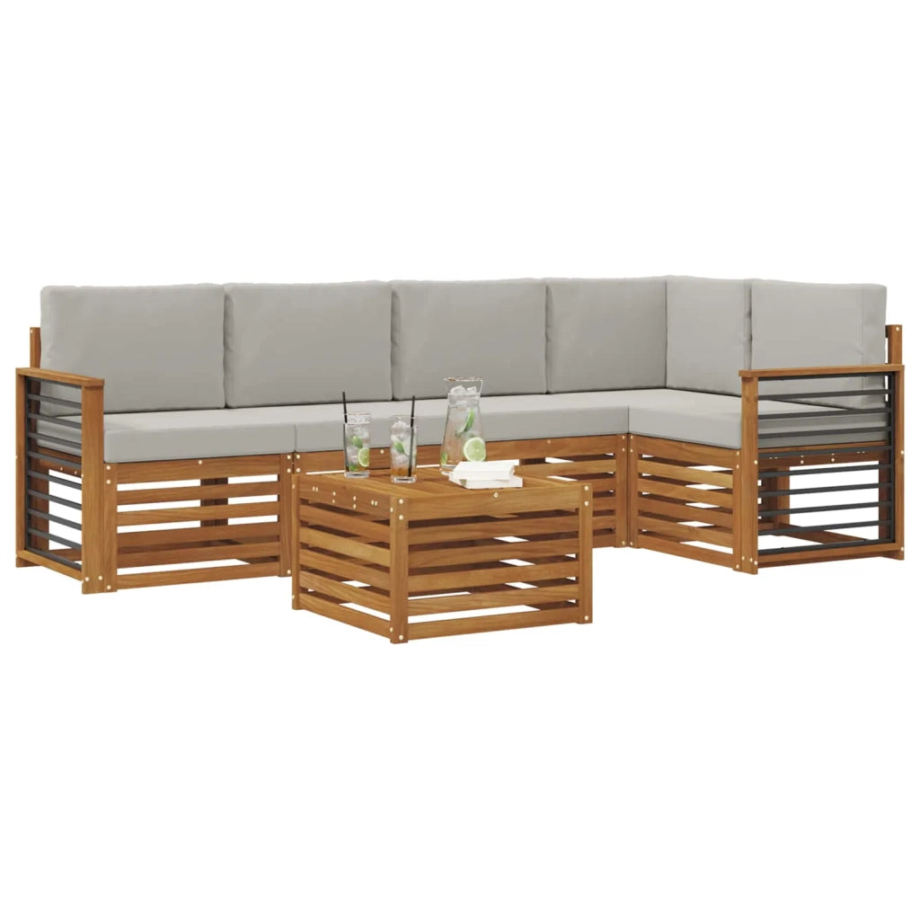 Set divano sezionale con cuscino 6 pcs Grigio Naturale e Chiaro 3374861