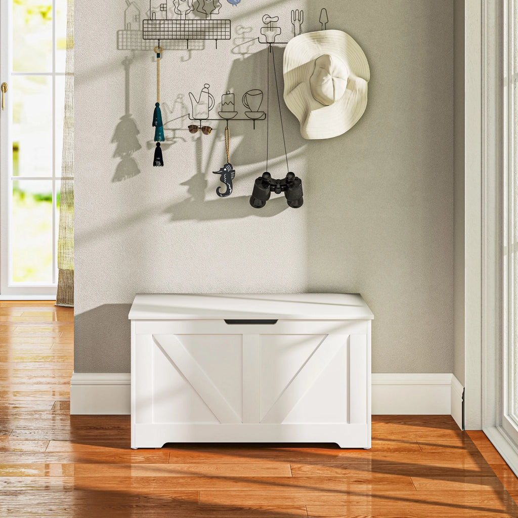 Pouf Contenitore con Coperchio ¨C Zephmum ¨C Bianco 80x40x45 cm
