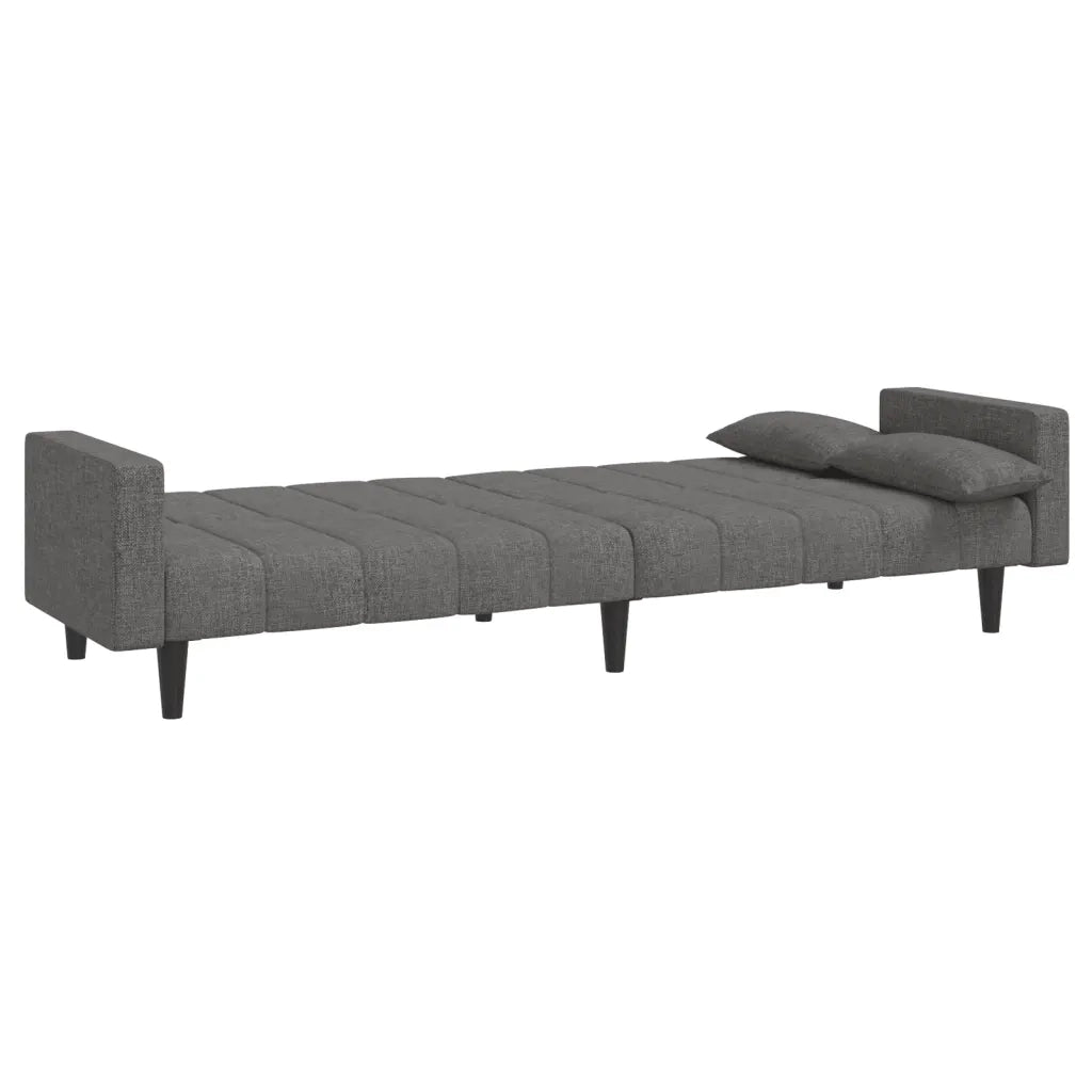 Divano Letto a 2 Posti con 2 Cuscini Grigio Chiaro in Tessuto 375833