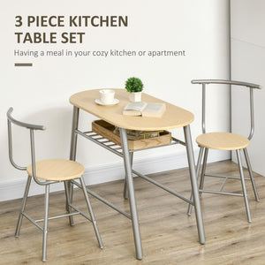 Set Tavolo e 2 Sedie  da Giardino in MDF e Acciaio Argento