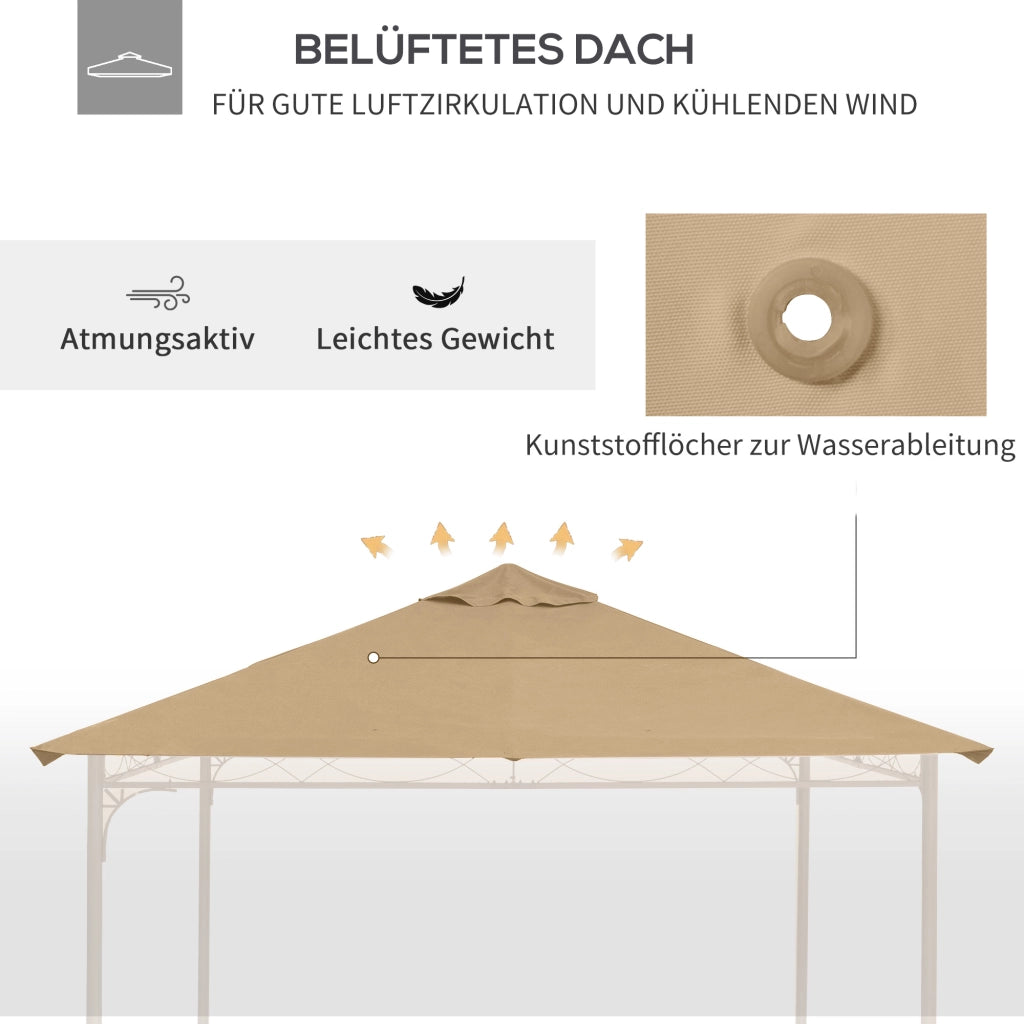 TELO Tetto di ricambio per gazebo 298x295 cm Poliestere Beige