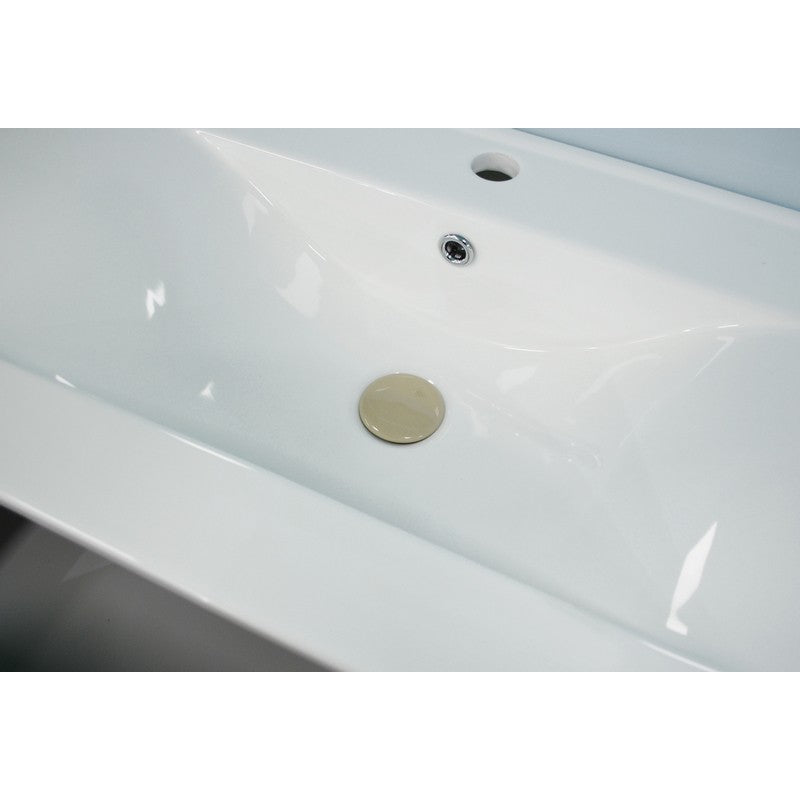Mobile bagno sospeso bianco lucido serie Kio con lavabo e specchio cm. 90