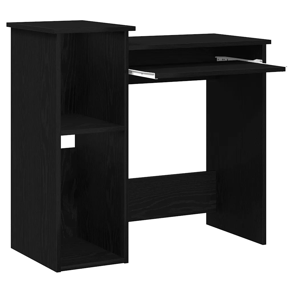 Scrivania con Mensole Nera 84x40x78 cm in Legno Multistrato