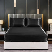 Set di lenzuola per letto - 198x203cm - con tasca profonda 36cm - tessuto satino - lenzuola aderenti - incolori - impermeabili - completamente elastici - set di lenzuola per letto - inclusi 2 cuscini - 51x102cm - colore nero - 198*203+36cm