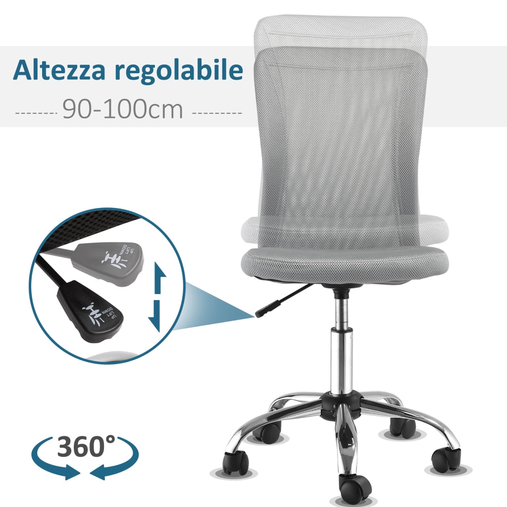 Sedia da Ufficio ¨C Zephmum ¨C Grigia, Tessuto e Rete, Altezza Regolabile