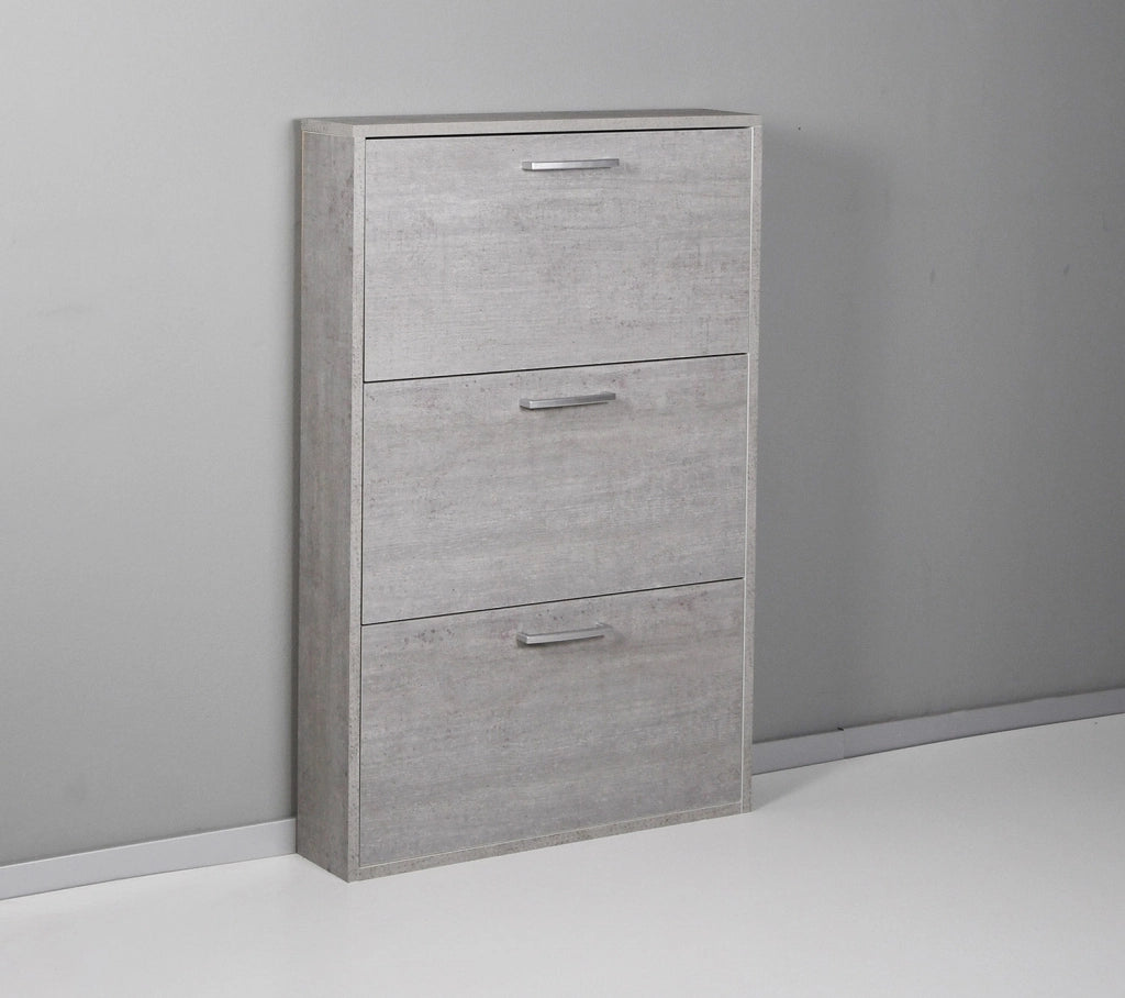 Scarpiera Salvaspazio 3 Ante 9 Paia 65x15x99,6 cm in Truciolare Nobilitato Cemento