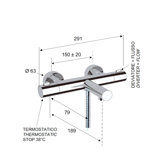 Miscelatore termostatico esterno vascasenza kit doccia - serie elegance