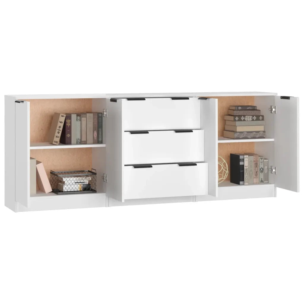 Credenze 3 pz Bianche in Legno Multistrato cod mxl 63799