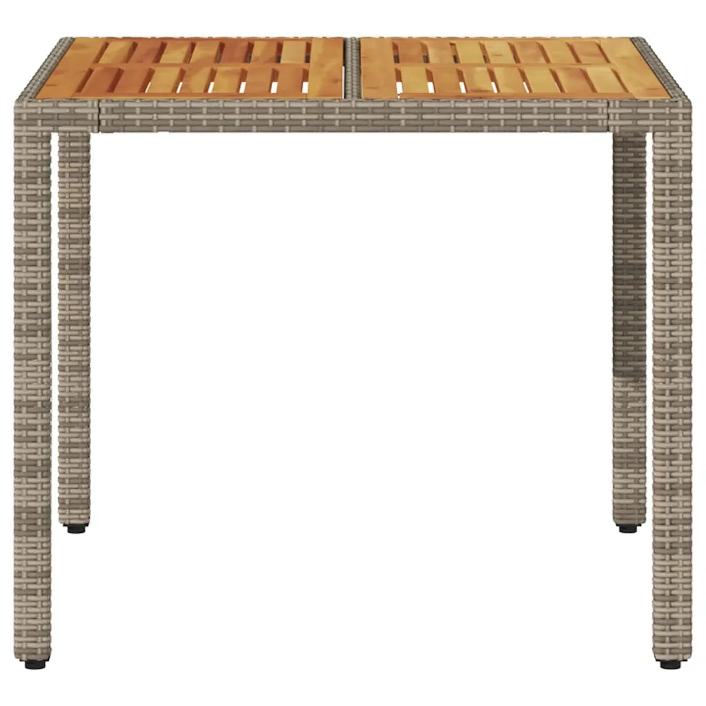 Tavolo Giardino Piano Legno Acacia Grigio 90x90x75cm Polyrattan 365530
