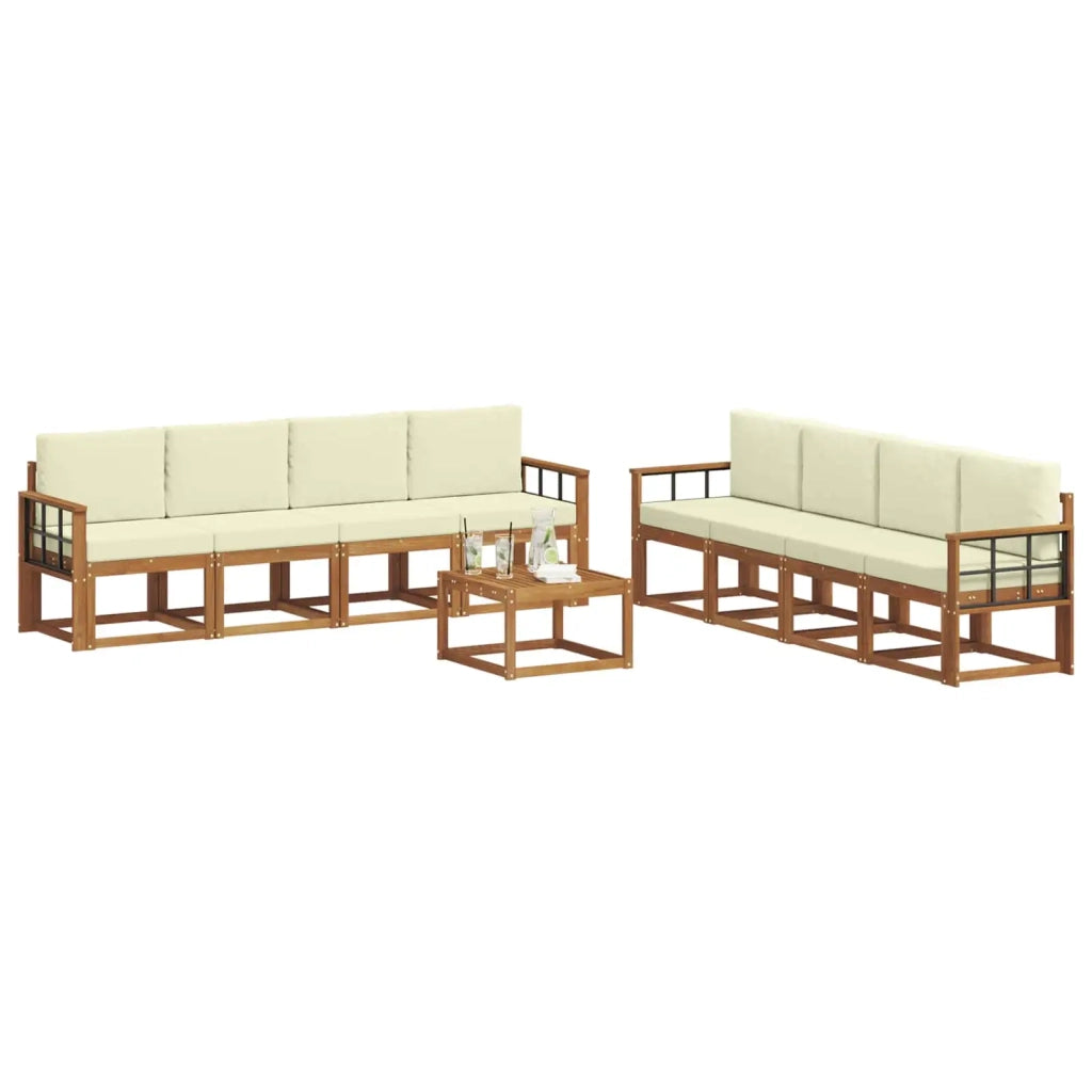 Set di divani da esterno con cuscino 9 pcs Naturale e Crema