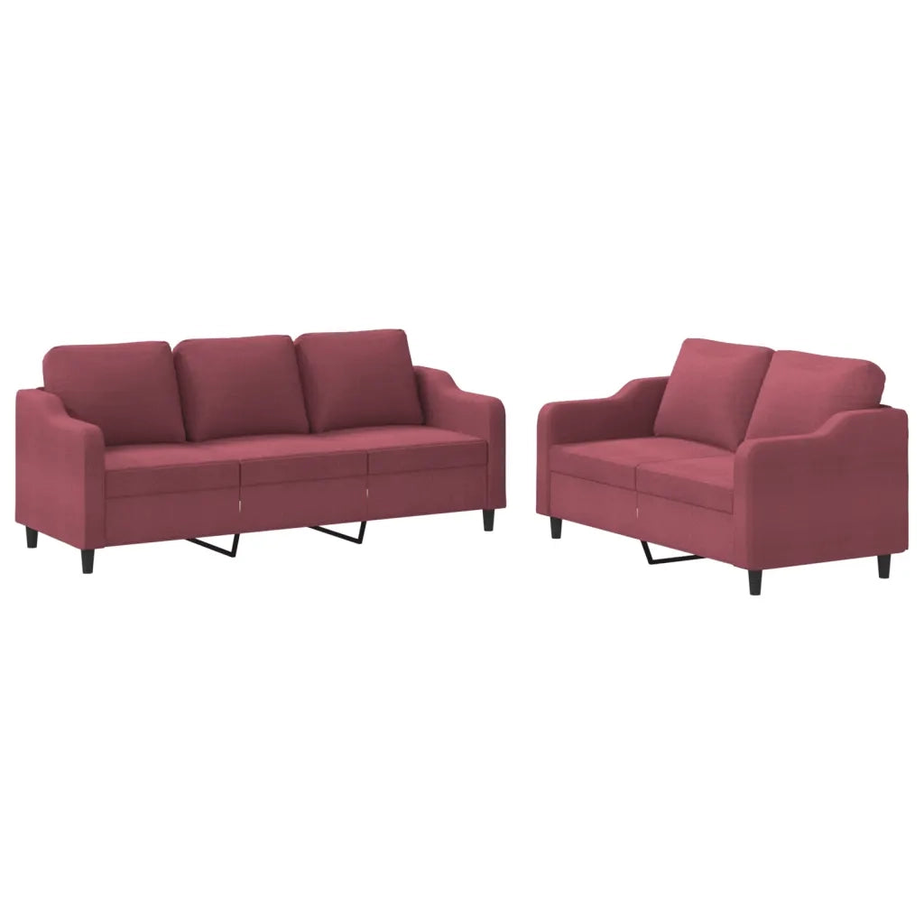 Set di Divani 2 pz con Cuscini Rosso Vino in Tessutocod mxl 106214