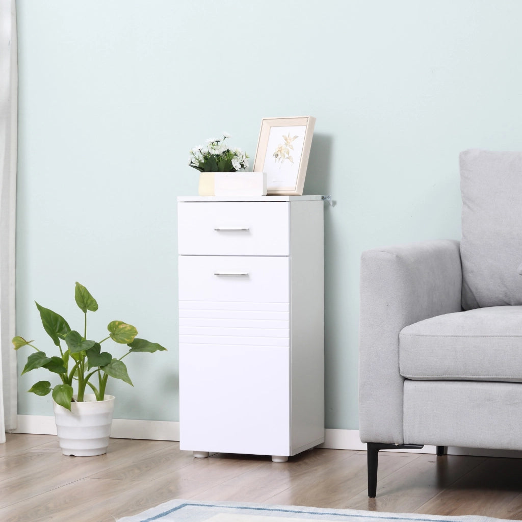 EasyComfort Mobile Bagno in Legno con Cassetto e Armadietto 1 Anta con Mensole, 35x30x77.5cm