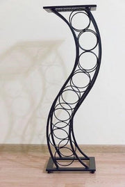 Wijnrek e Zona Fiori in Metallo Nero 80 cm Alto - Supporto Decorativo per Bottiglie