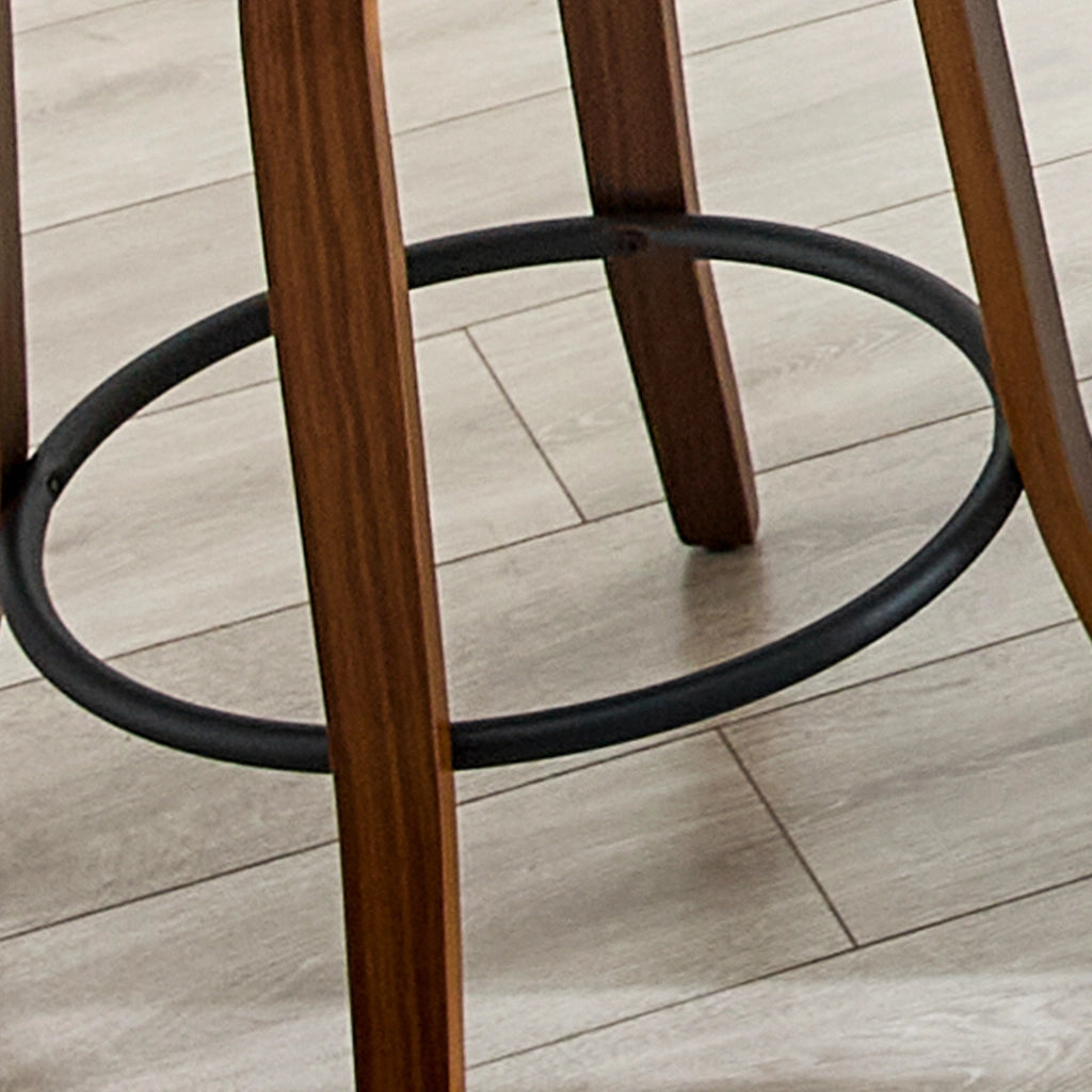 Set da 2 sgabelli da bar con schienale, struttura in legno, rivestimento in PU marrone, altezza 95 cm