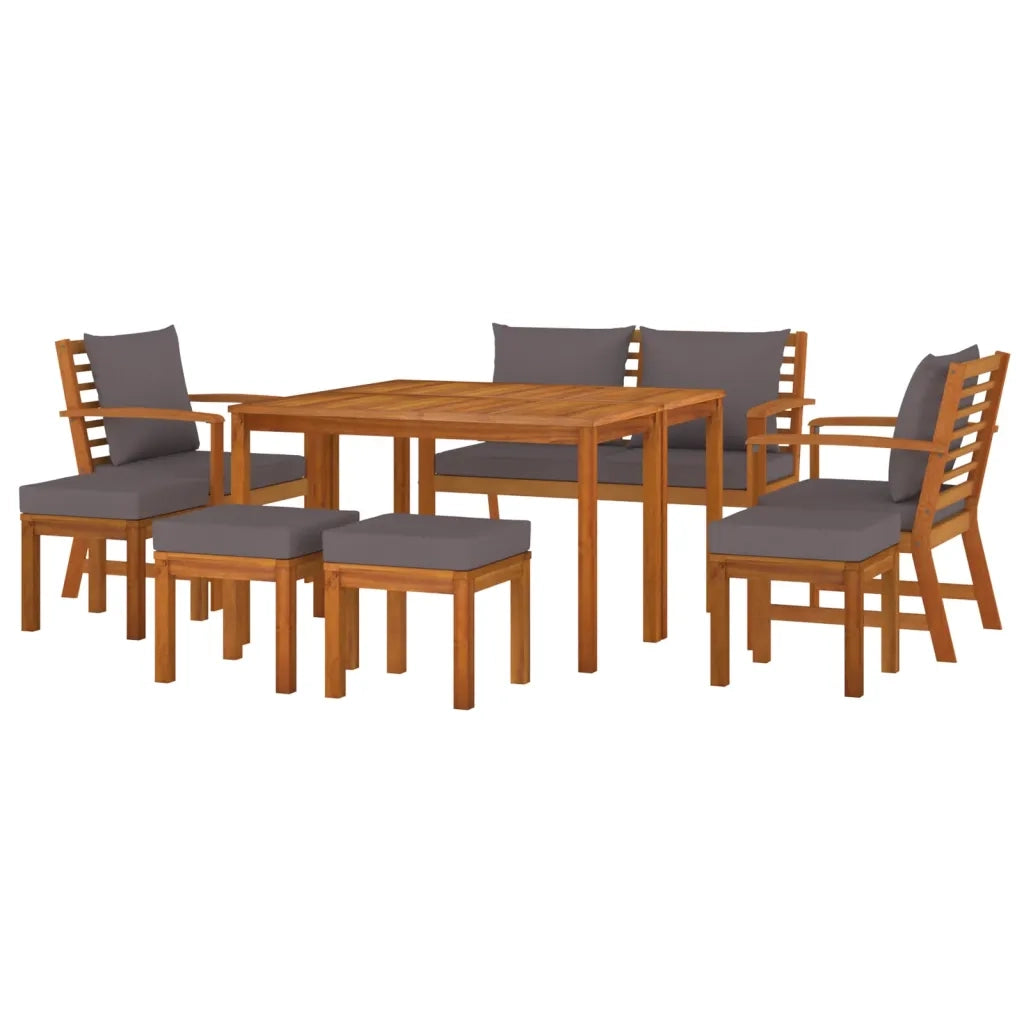 Set da Pranzo da Giardino 9pz con Cuscini Legno Massello Acacia 3154981