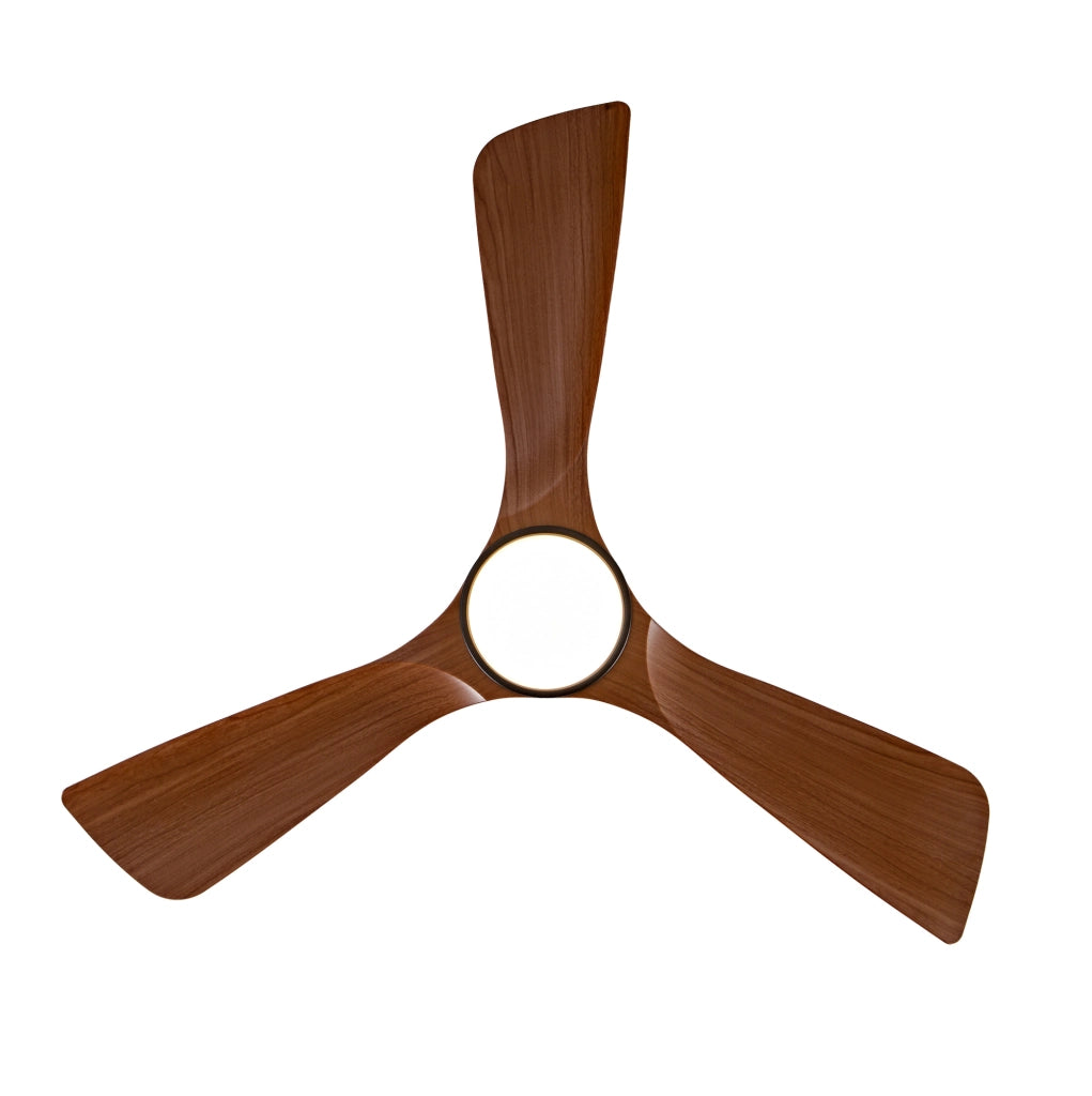 Ventilatore da soffitto 42" con luce LED dimmerabile e telecomando, motore DC silenzioso, pale ABS color noce, per interni ed esterni