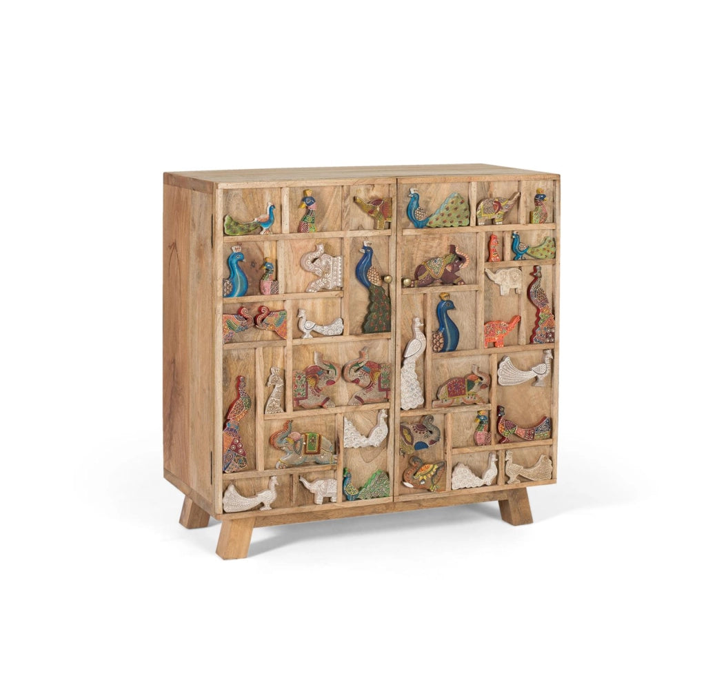 Cassettiera realizzata in legno di mango naturale