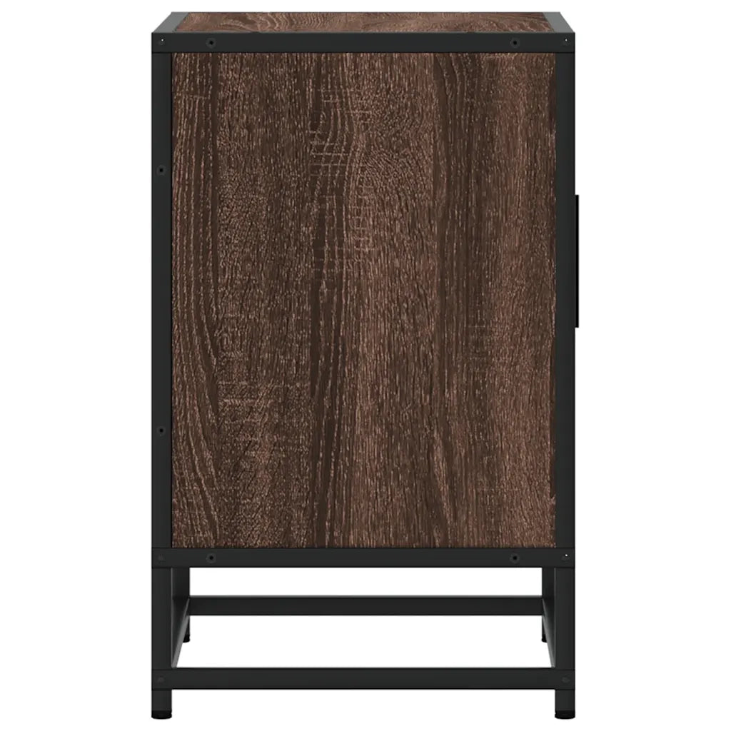 Comodino Rovere Marrone 40x31x50 cm Legno Multistrato e Metallo 848717
