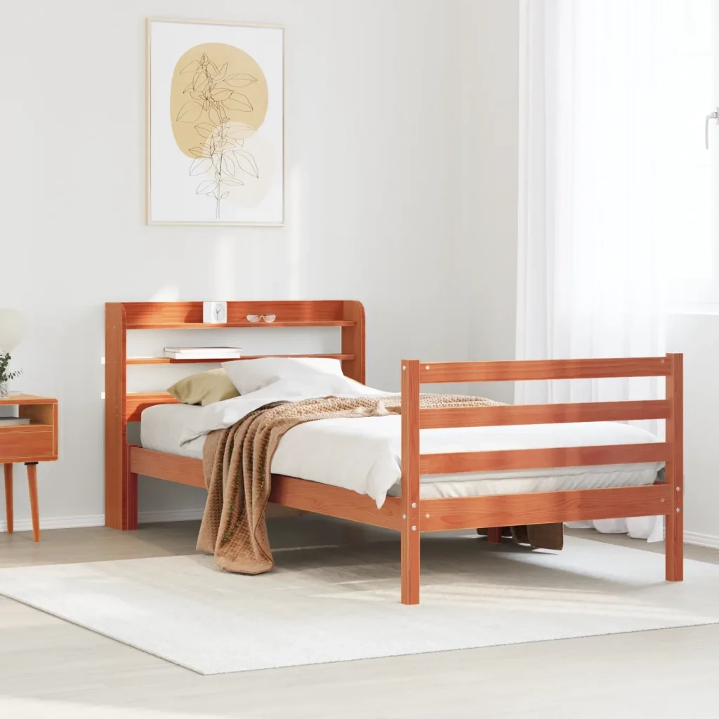Letto senza Materasso Marrone Cera 75x190 cm in Legno di Pino 3306655