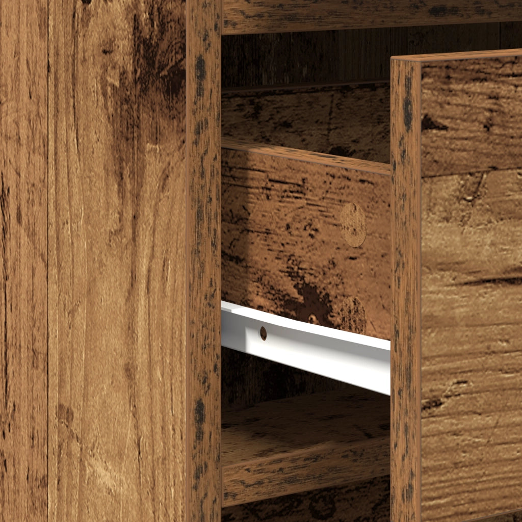 Set di Tavolo da Trucco 2 Pezzi con LED in Legno Vecchio e Legno Ingegnerizzato