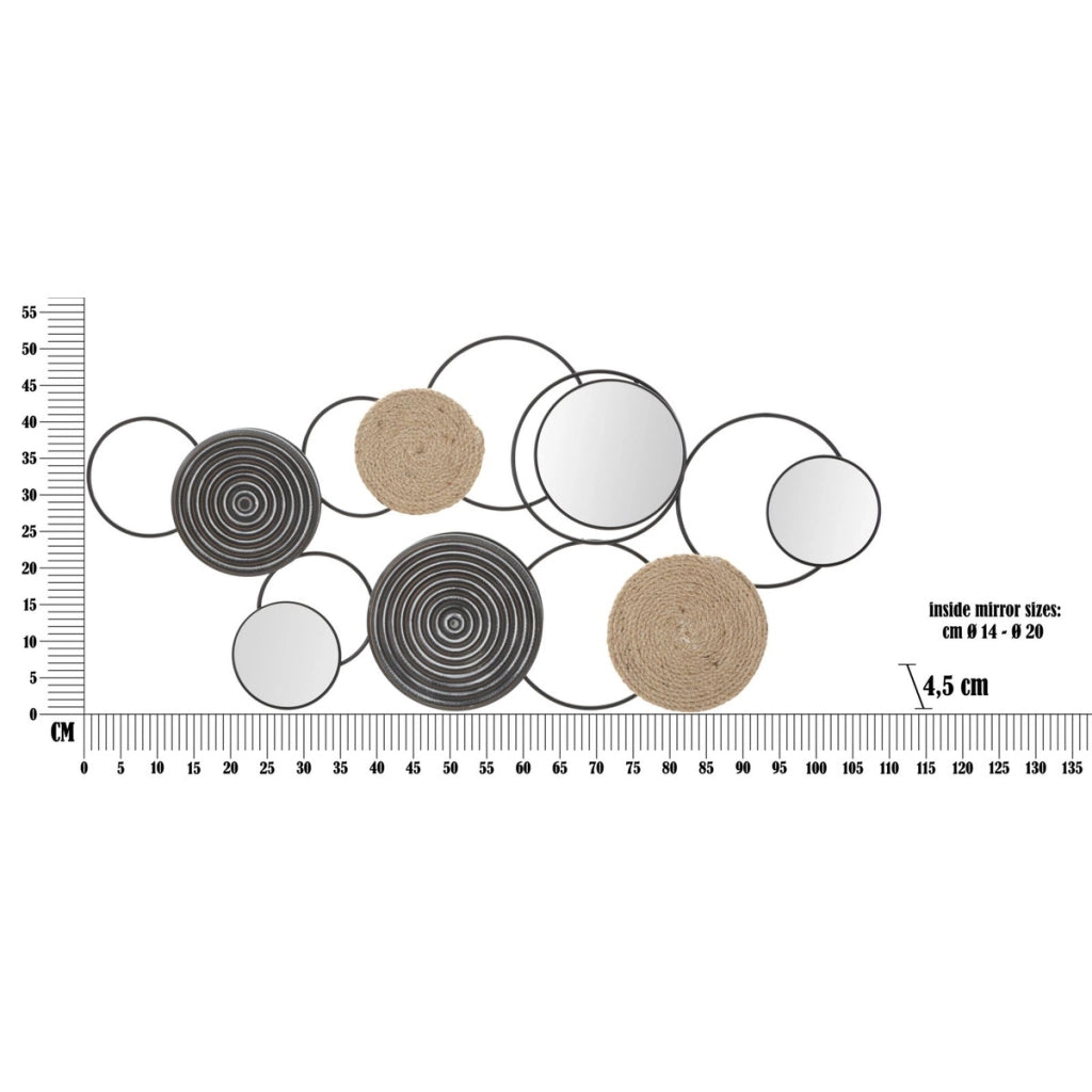 Decorazione in Metallo 3D Cerchi 21, Marrone, Metallo, 106,5x4,5x52 cm