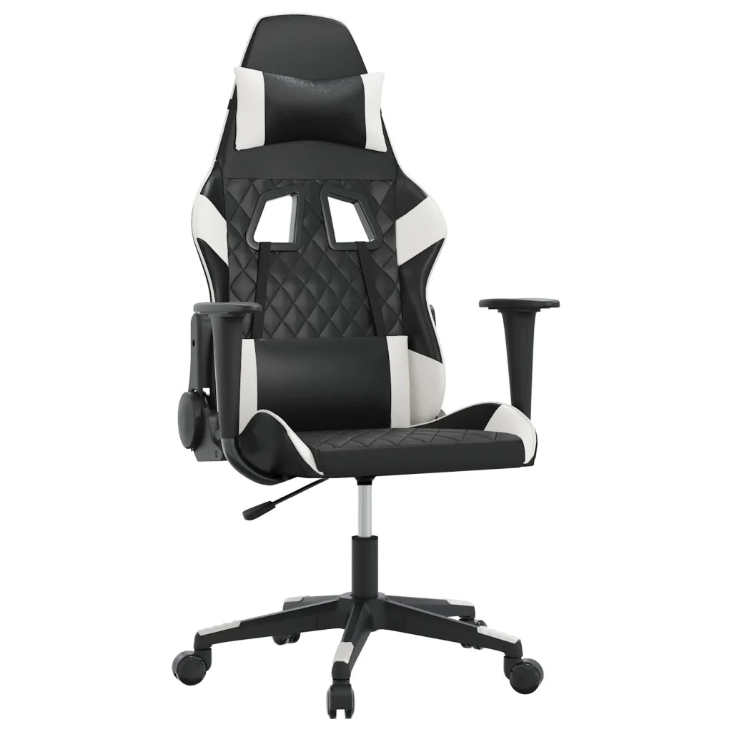 vidaXL Sedia da Gaming Massaggiante Nera e Bianca in Similpelle
