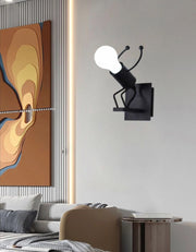 Applique Lampada da parete moderna con attacco E27 forma Omino Nero che salta