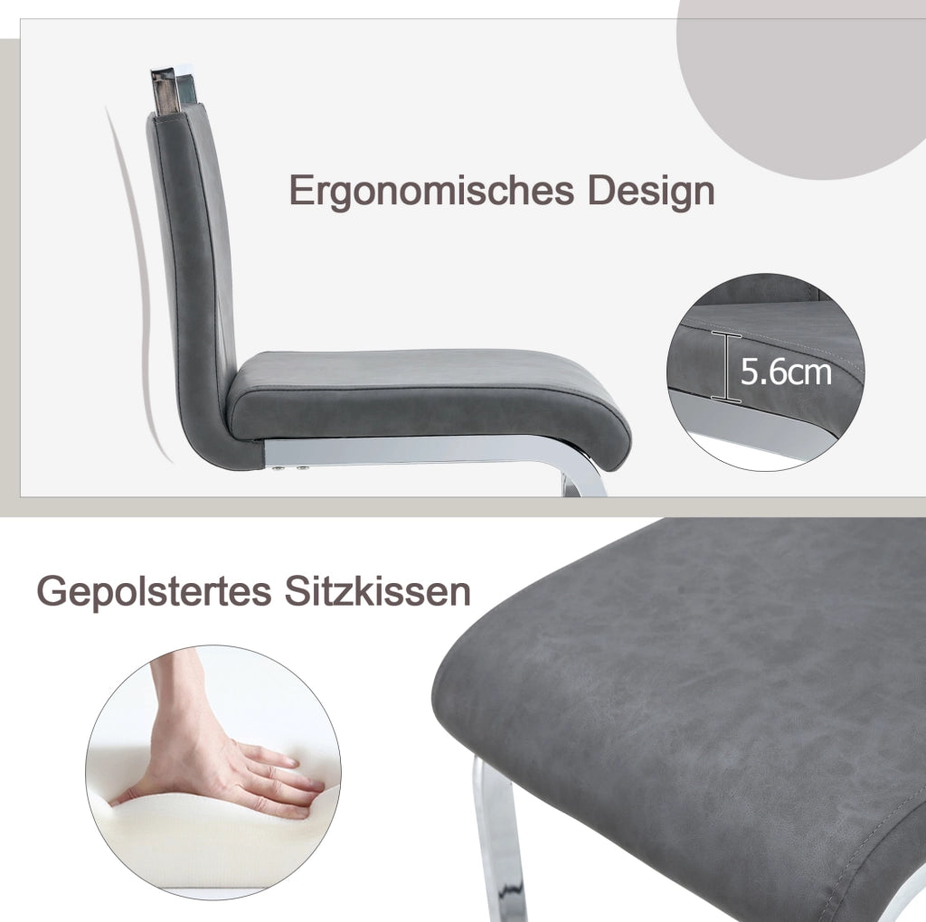 Set di 2 sgabelli da bar in PU grigio scuro con gambe argento