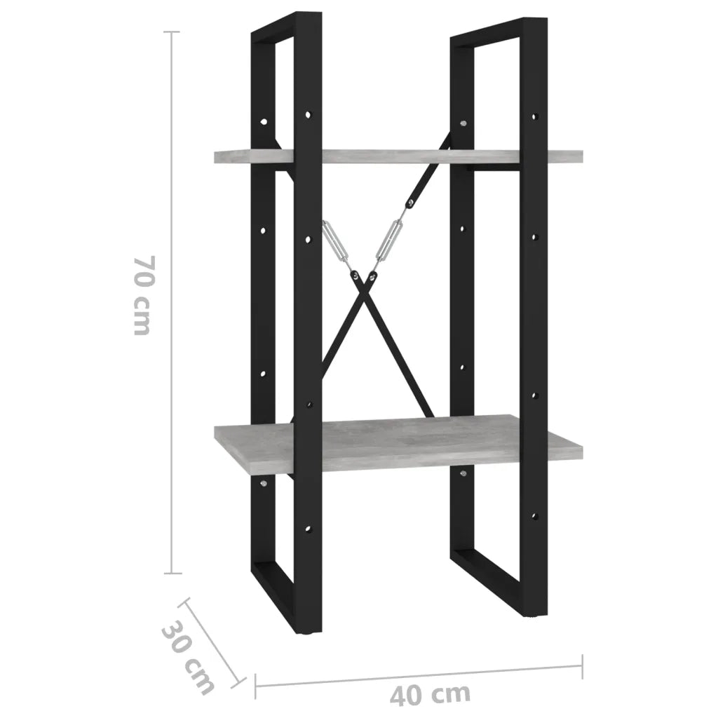 Libreria 2 Ripiani Grigio Cemento 40x30x70 cm Legno Multistrato 806411