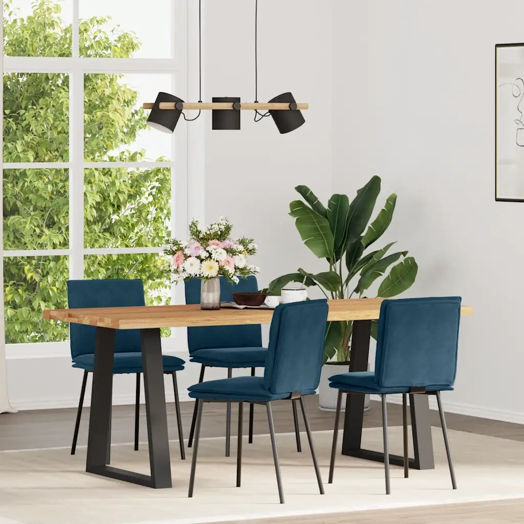 vidaXL Sedie da Pranzo 4 pz Blu in Velluto
