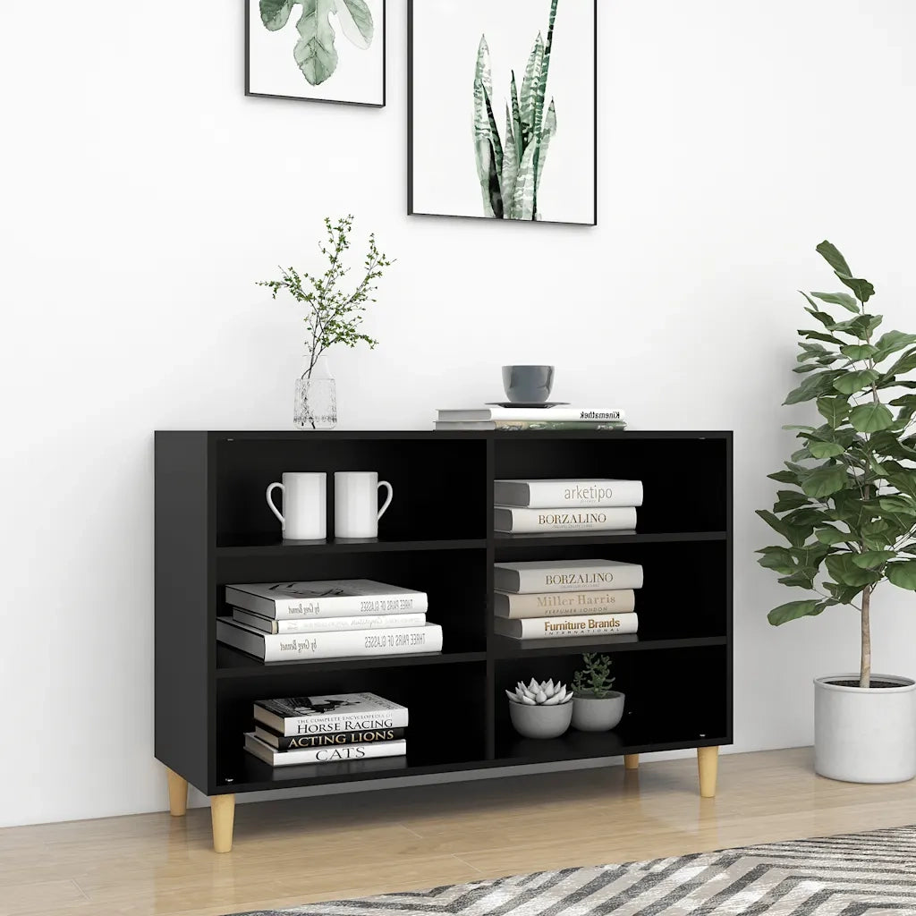 Credenza-Buffet-Armadio da cucina Nera 103,5x35x70 cm in Legno Multistrato 749377