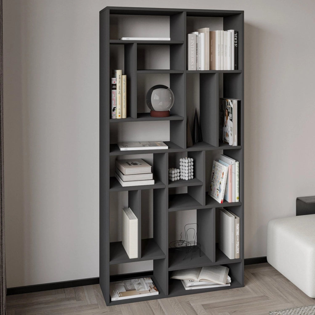 Libreria in legno "Nicola" - 90 x 30 x 180 cm - Grigio antracite